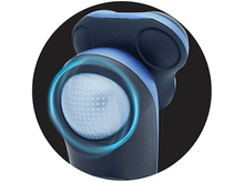 Charger l&#39;image dans la galerie, Gros plan sur la tête d&#39;un rasoir électrique, montrant les lames et un anneau bleu.
