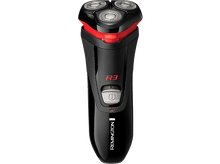 Charger l&#39;image dans la galerie, Rasoir électrique Remington R3 noir avec des accents rouges et un bouton d&#39;alimentation argenté. Le mot Remington est visible.
