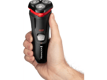 Charger l&#39;image dans la galerie, Rasoir Remington R3 noir et rouge tenu par une main. Trois têtes.
