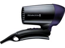 Charger l&#39;image dans la galerie, Un sèche-cheveux Remington noir et violet, vu de côté, sur fond noir.
