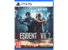 Charger l&#39;image dans la galerie, Boîte de jeu Resident Evil 2 PS5. Deux personnages avec des armes. Boîtier bleu avec paysage urbain.
