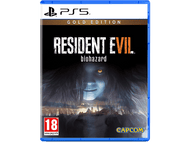 Boîtier de jeu PS5 : Resident Evil VII, visage de femme aux yeux brillants, fond sombre.