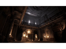 Charger l&#39;image dans la galerie, Salle ornée et sombre avec colonnes, statues et haut plafond.
