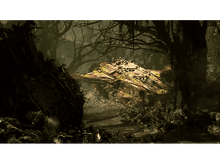 Charger l&#39;image dans la galerie, Un avion écrasé, couvert de mousse, se trouve dans une forêt sombre et envahie.
