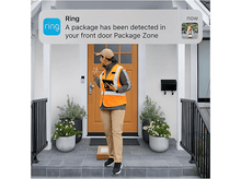 Charger l&#39;image dans la galerie, Livreur à la porte, notification Ring sur le téléphone.
