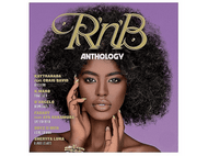 Pochette d'album avec une femme, texte : RnB Anthology, et noms d'artistes sur fond violet.