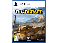 Boîtier de jeu. Un bulldozer sur un chantier. Titre : ROADCRAFT. Logo PS5 en haut à gauche.