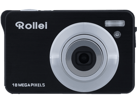 Appareil photo numérique Rollei noir. Objectif et flash argentés, 18 mégapixels à l