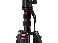 Charger l&#39;image dans la galerie, Trépied noir, avec des accents rouges. Logo de la marque Rollei visible. Palette de couleurs noir et rouge.
