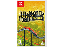 Charger l'image dans la galerie, Jaquette du jeu RollerCoaster Tycoon Classic avec des montagnes russes. Logo Nintendo Switch.
