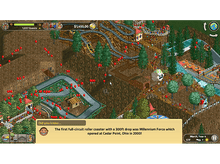 Charger l'image dans la galerie, Capture d'écran du jeu RollerCoaster Tycoon montrant un parc à thème avec des montagnes russes et des visiteurs.
