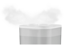 Charger l&#39;image dans la galerie, Humidificateur blanc et gris, émettant de la vapeur sur fond blanc.
