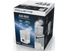 Charger l&#39;image dans la galerie, Boîte d&#39;humidificateur Rowenta Aqua Boost. Caractéristiques: 380 ml/h de brume, 99,9% d&#39;action antibactérienne et humidité 360°.

