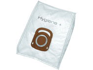Sac d'aspirateur, blanc avec du marron, avec les mots Hygiene+.