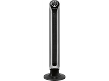 Charger l&#39;image dans la galerie, Ventilateur tour, noir et argenté. Il a un affichage numérique en haut et une base ronde.
