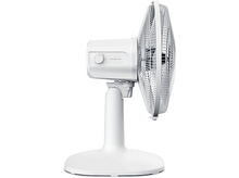 Charger l&#39;image dans la galerie, Ventilateur blanc sur pied blanc, avec panneau de contrôle et ventilateur bleu.
