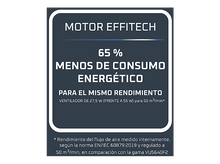 Charger l&#39;image dans la galerie, Texte encadré blanc : MOTOR EFFITECH, 65 % MOINS DE CONSOMMATION D&#39;ÉNERGIE. Le texte ci-dessous détaille les performances du ventilateur.
