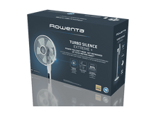 Charger l&#39;image dans la galerie, Une boîte de ventilateur Rowenta Turbo Silence Extreme+. Le ventilateur est blanc. Le texte comprend &#39;Powerful Airflow&#39;, &#39;65% d&#39;économies d&#39;énergie&#39;.
