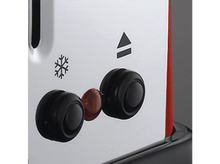 Charger l&#39;image dans la galerie, Gros plan d&#39;un grille-pain avec deux cadrans noirs et une lumière rouge.
