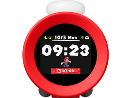 Réveil Mario. Design circulaire rouge avec Mario sur l