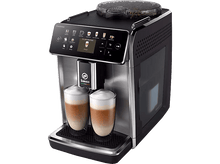 Charger l&#39;image dans la galerie, Machine à café avec deux tasses de latte macchiato et une interface numérique.
