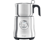 Mousseur à lait Sage, corps argenté, poignée noire, avec réglages de température.