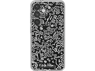 Coque de téléphone Keith Haring, art abstrait noir et blanc avec signature, coque transparente.