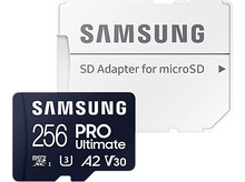 Charger l&#39;image dans la galerie, Carte SD et adaptateur Samsung. Carte noire 256 Pro Ultimate. Adaptateur blanc avec logo Samsung.
