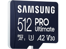 Charger l&#39;image dans la galerie, Une carte Micro SD Samsung 512 Pro Ultimate avec texte et logos.
