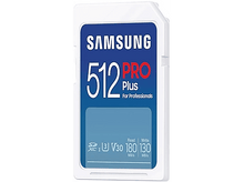 Charger l&#39;image dans la galerie, Une carte SD Samsung blanche et bleue avec du texte et des spécifications.
