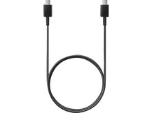 Charger l&#39;image dans la galerie, Un câble USB-C noir, avec un connecteur à chaque extrémité, sur fond blanc.
