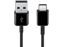 Charger l&#39;image dans la galerie, Câble USB noir avec connecteur USB-A et connecteur USB-C. Fond blanc.
