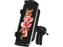 Charger l&#39;image dans la galerie, Support de téléphone noir dans une voiture, tenant un téléphone avec un écran.
