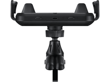 Charger l&#39;image dans la galerie, Un support de téléphone de voiture noir avec un port USB, vu de dessus.
