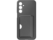 Charger l'image dans la galerie, Une coque de téléphone gris foncé avec porte-cartes. Il y a des trous pour l'appareil photo et le flash. Le fond est blanc.
