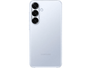 Dos de téléphone bleu clair avec triple caméra et logo Samsung.