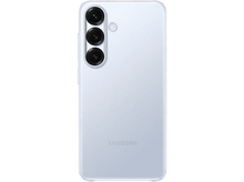 Charger l&#39;image dans la galerie, Téléphone bleu clair, vue arrière. Trois caméras alignées verticalement. Logo Samsung en bas.
