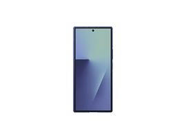Un smartphone bleu sur fond noir. L
