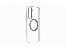 Charger l&#39;image dans la galerie, Une coque de téléphone transparente avec une fixation circulaire grise.
