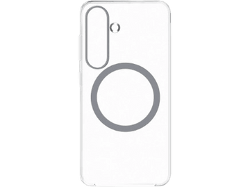 Coque de téléphone blanche avec un cercle. Elle a un trou pour la caméra.