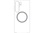 Contour blanc d'une coque de téléphone, objectif de caméra et cercle pour chargeur.