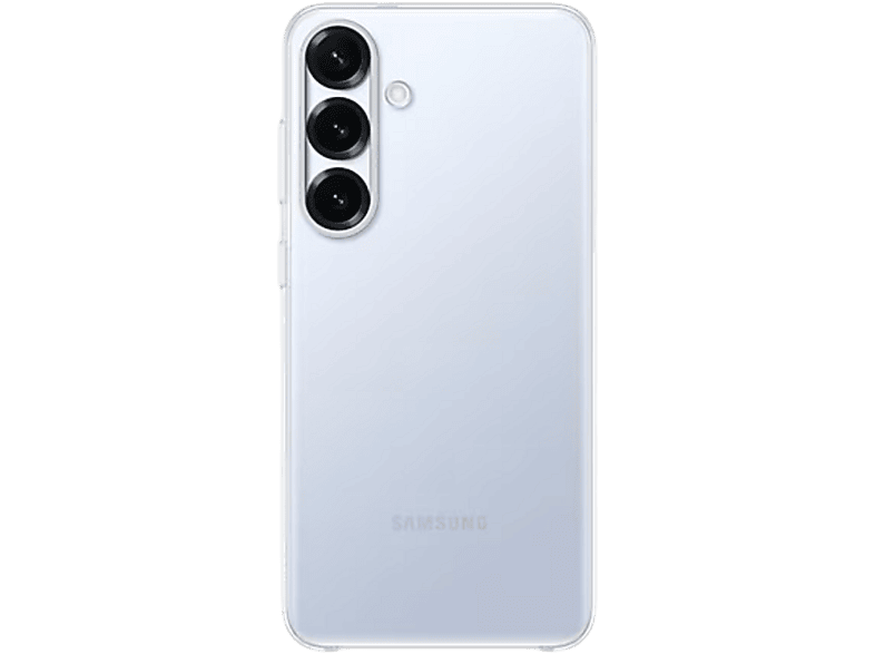 Téléphone Samsung, dos bleu clair, triple caméra.