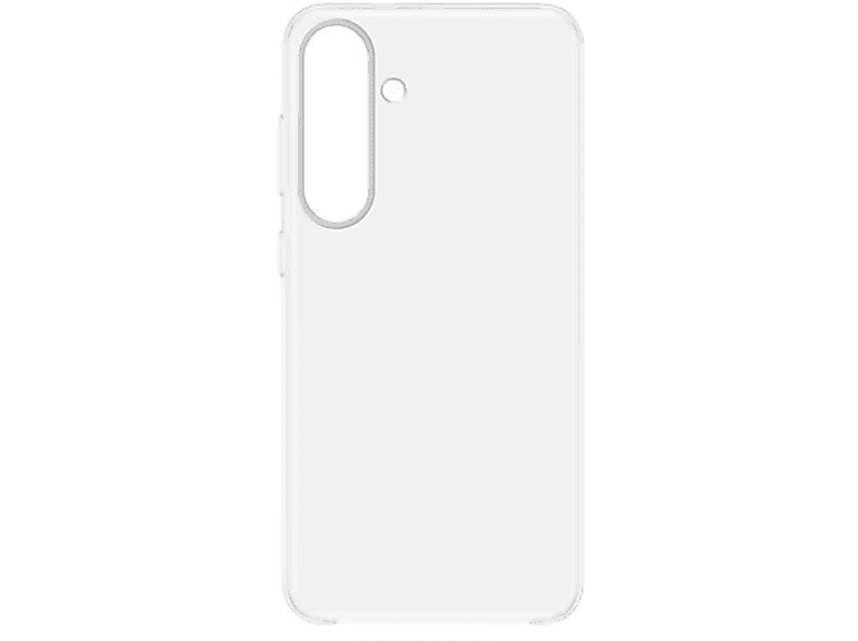 Coque de téléphone transparente, presque transparente, avec objectif et boutons latéraux.