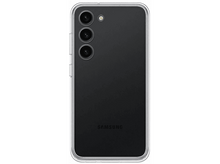 Charger l'image dans la galerie, Dos de téléphone noir avec trois caméras et une coque transparente.
