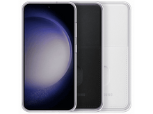 Charger l'image dans la galerie, Téléphone avec étui transparent, étui portefeuille noir et blanc. Fond blanc.
