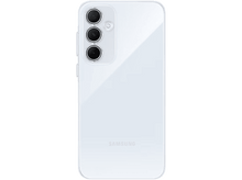 Charger l'image dans la galerie, Dos d'un smartphone blanc avec triple caméra et logo Samsung sur fond noir.
