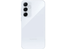 Charger l&#39;image dans la galerie, Dos d&#39;un smartphone blanc avec triple caméra et logo Samsung sur fond noir.
