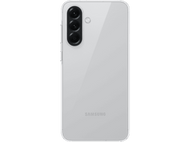 Un téléphone Samsung blanc avec trois caméras arrière. Le fond est noir.