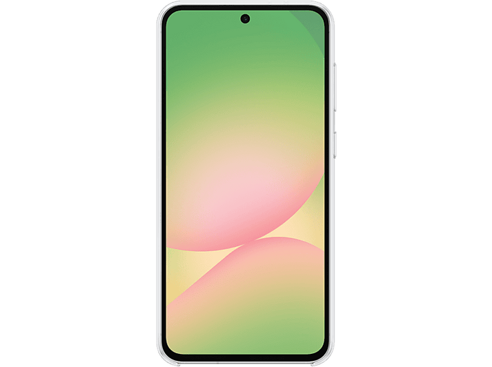 Un téléphone avec un écran dégradé. L'écran affiche des couleurs roses et vertes.