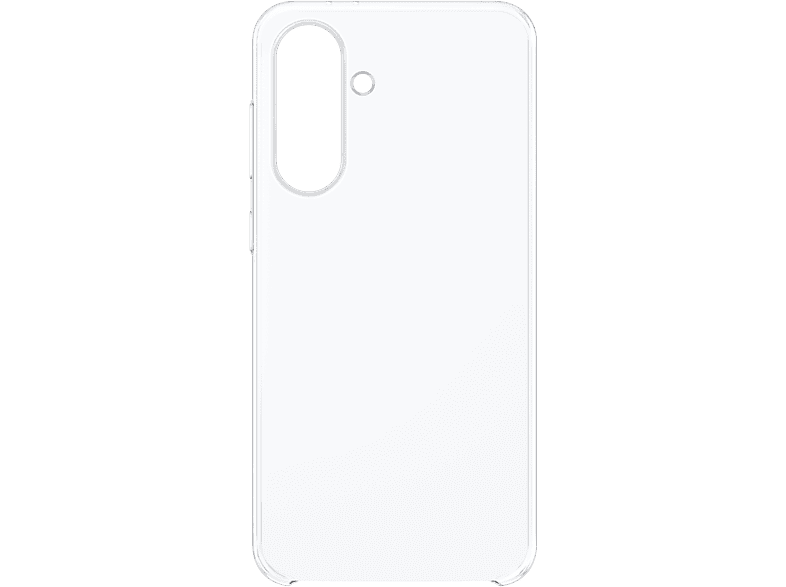 Une coque de téléphone blanche avec un seul trou pour la caméra, sur fond noir.